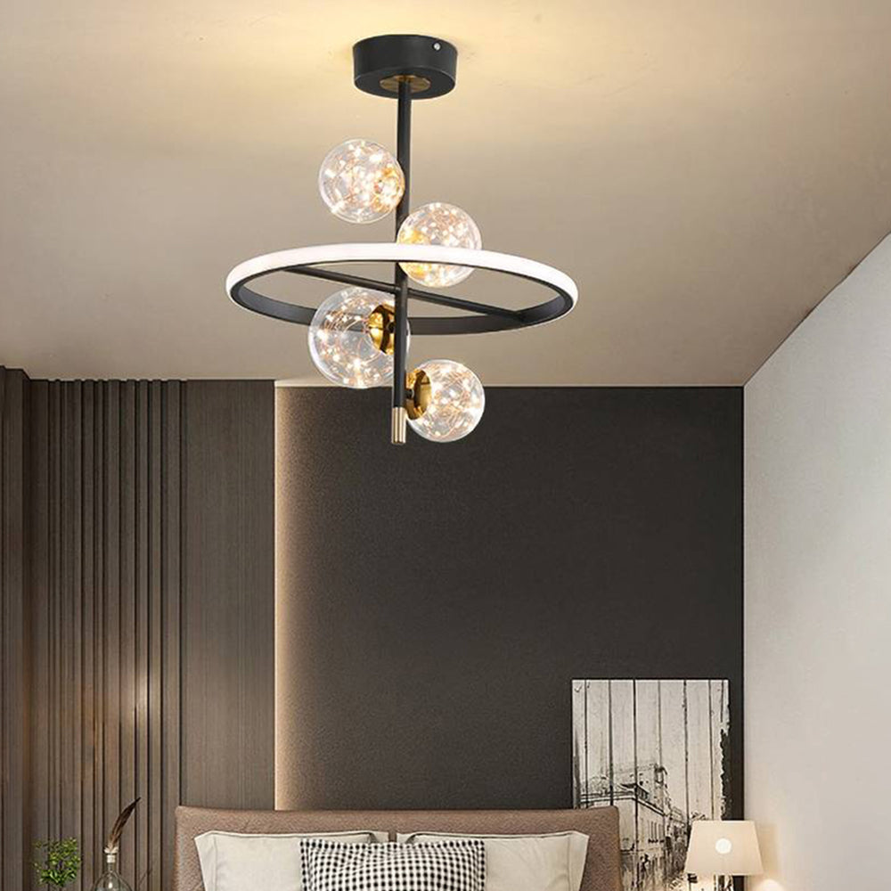 Aurora Luxe Semi Flush Ceiling Light Gold And Black Two Styles