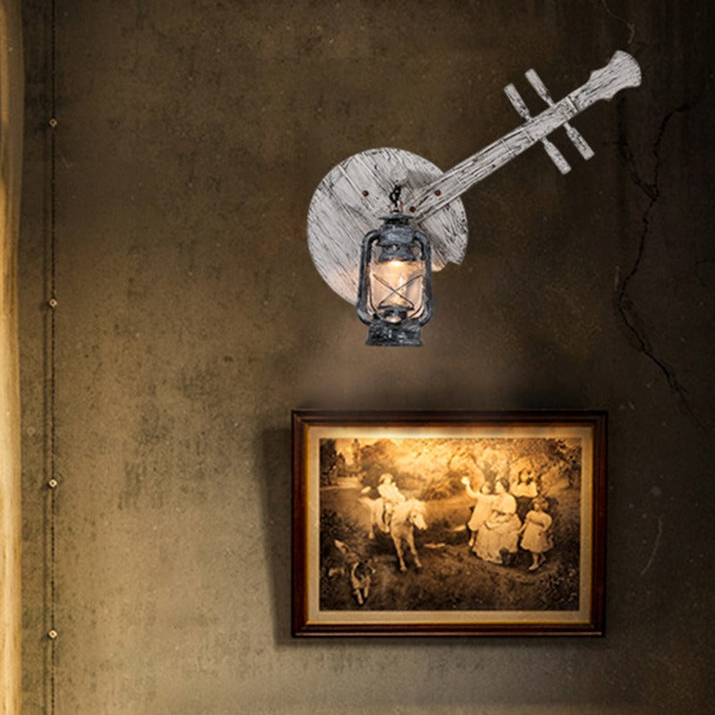 Era Vintage Lantern Wall Lamp In Weathered Wood Gray