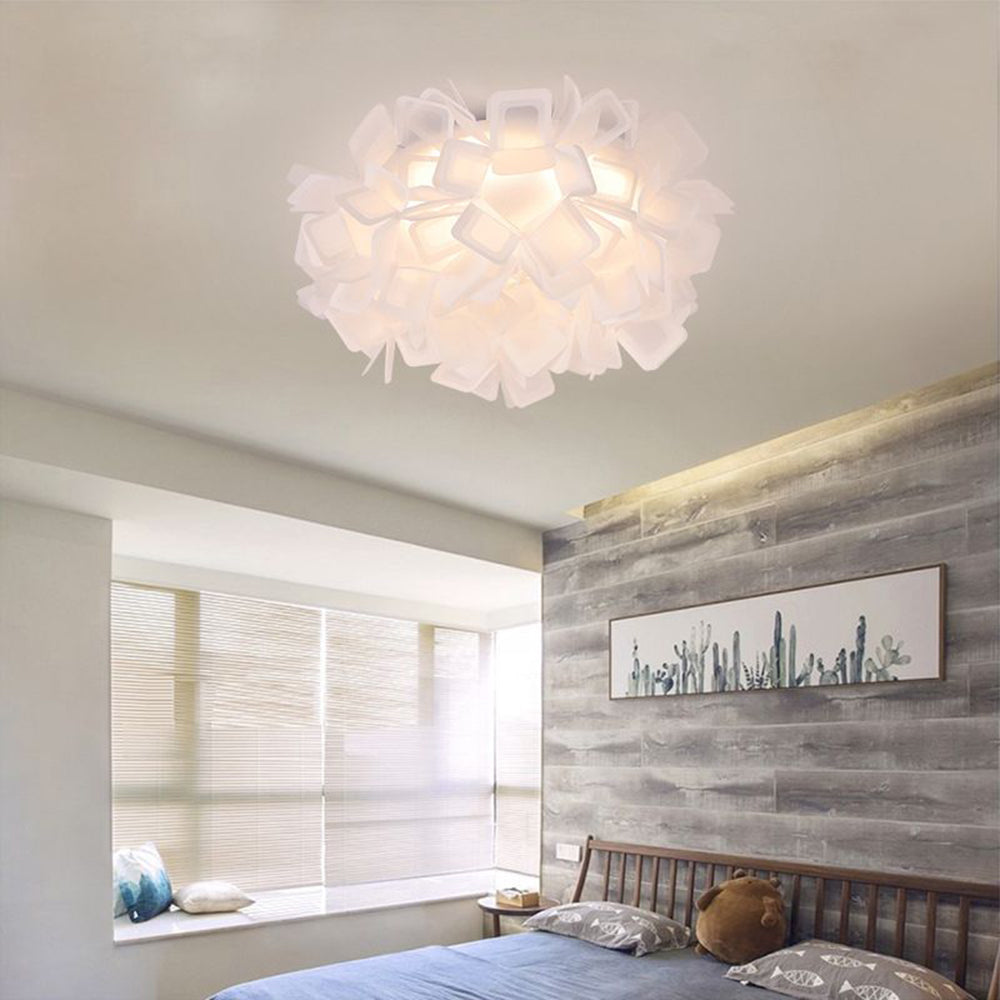 Floral Art Deco Flush Mount Ceiling Light With Seven Colour Options