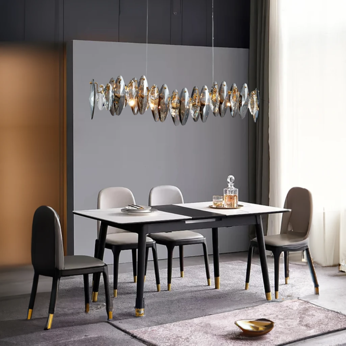 Elara Gold Crystal Chandelier With Glass And Metal Frame
