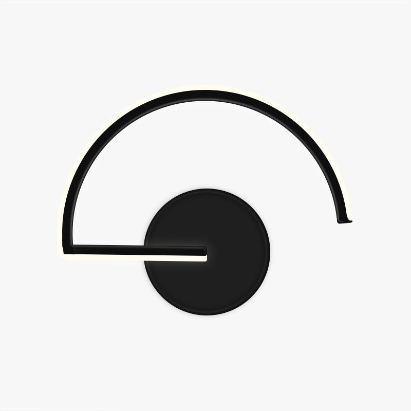 Minimalist Linear Semicircular Metal Wall Lamp In Black Or White
