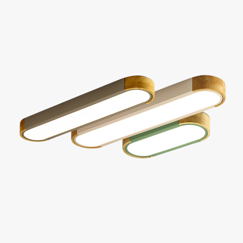 Contemporary Wood Edge Ceiling Light With Clear Acrylic Shade