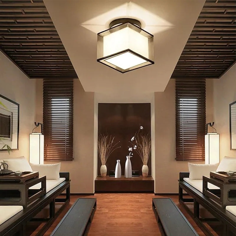 Lumina Dual Style Metal And Fabric Flush Mount Ceiling Light