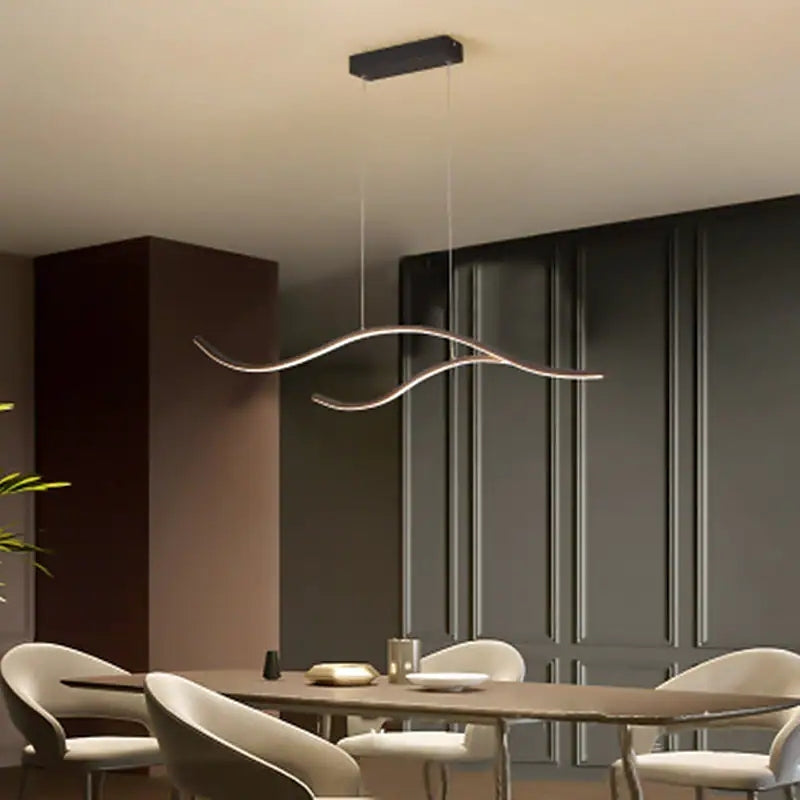 Elegant Curved Linear Pendant Light Black Gold
