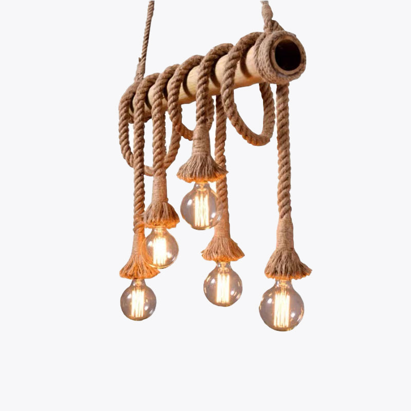 Vintage Wood Rope Pendant Light for Cozy Living Room