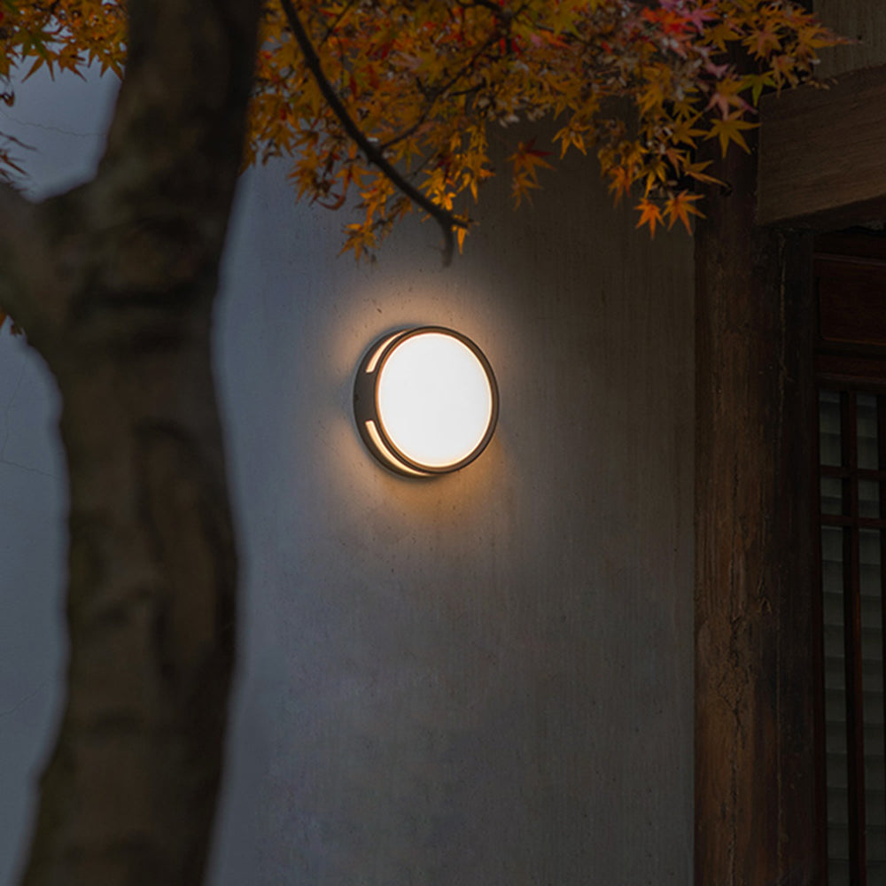Round Outdoor Wall Light Black Metal LED IP65 Waterproof