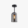 Modern Cylinder Glass Semi Flush Ceiling Light Cognac Grey