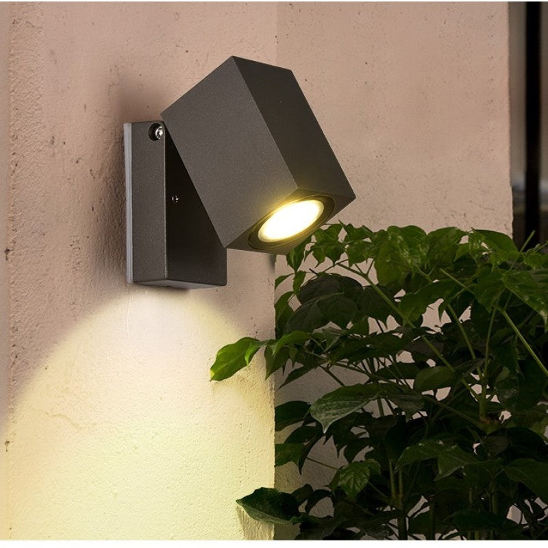 Rotating Outdoor Metal Spotlight Wall Light In Black