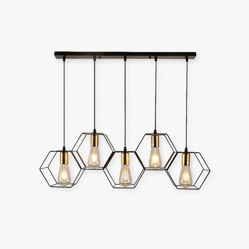 Black Finish Rustic Geometric Pendant Light For Ambient Glow