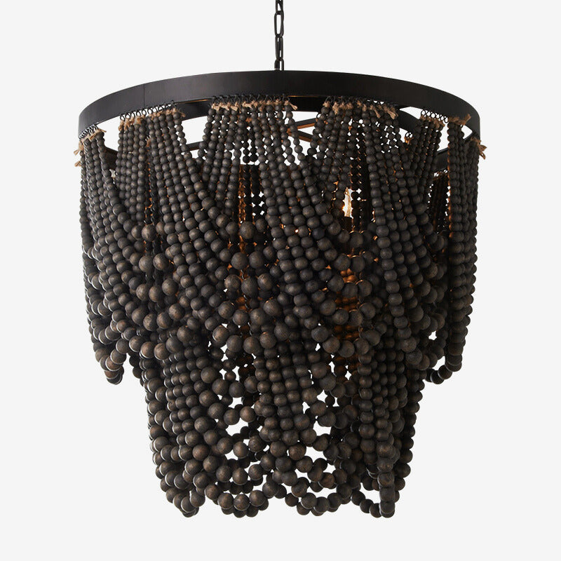 Boho Wood and Metal Pendant Light With Subtle LED Glow