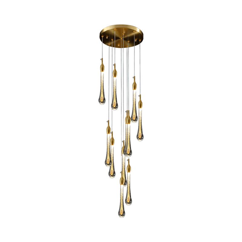 Aurora Teardrop Crystal Chandelier Gold Finish For Living Room