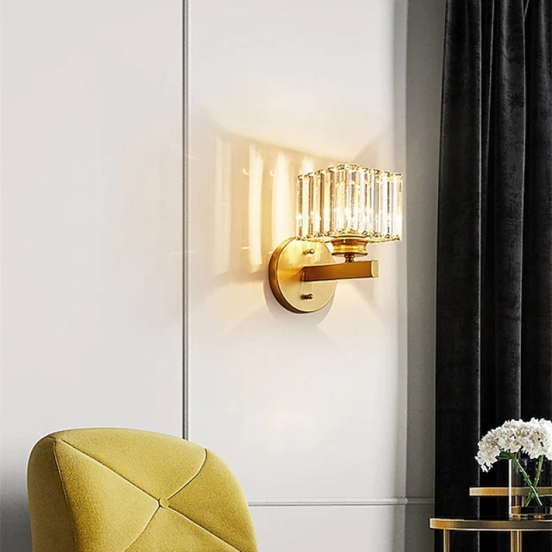 Lumina Crystal Metal Wall Light With Modern LED Glow