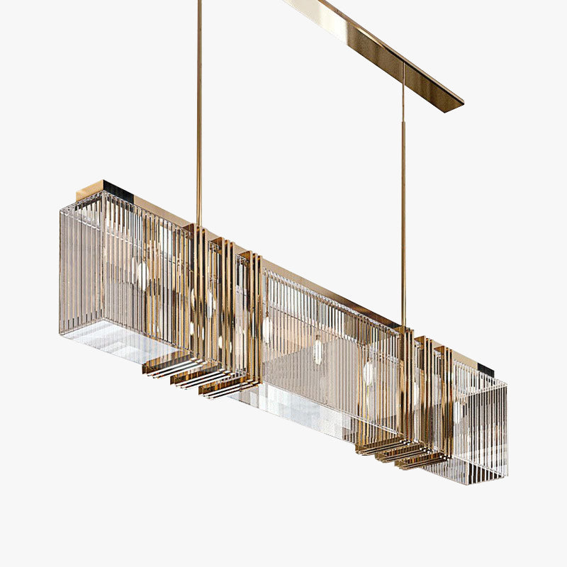 Gold Metal Geometric Pendant Chandelier Creates Sculptural Focal Point