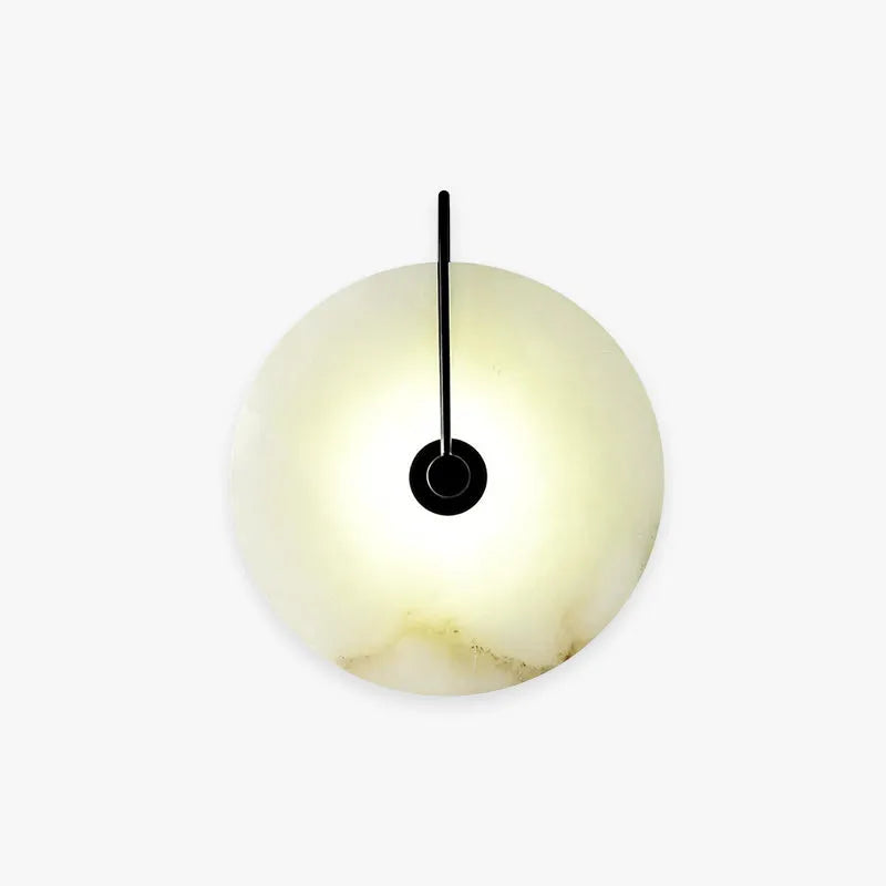 Round Marble Bedside Wall Light With Gold And Black Finish