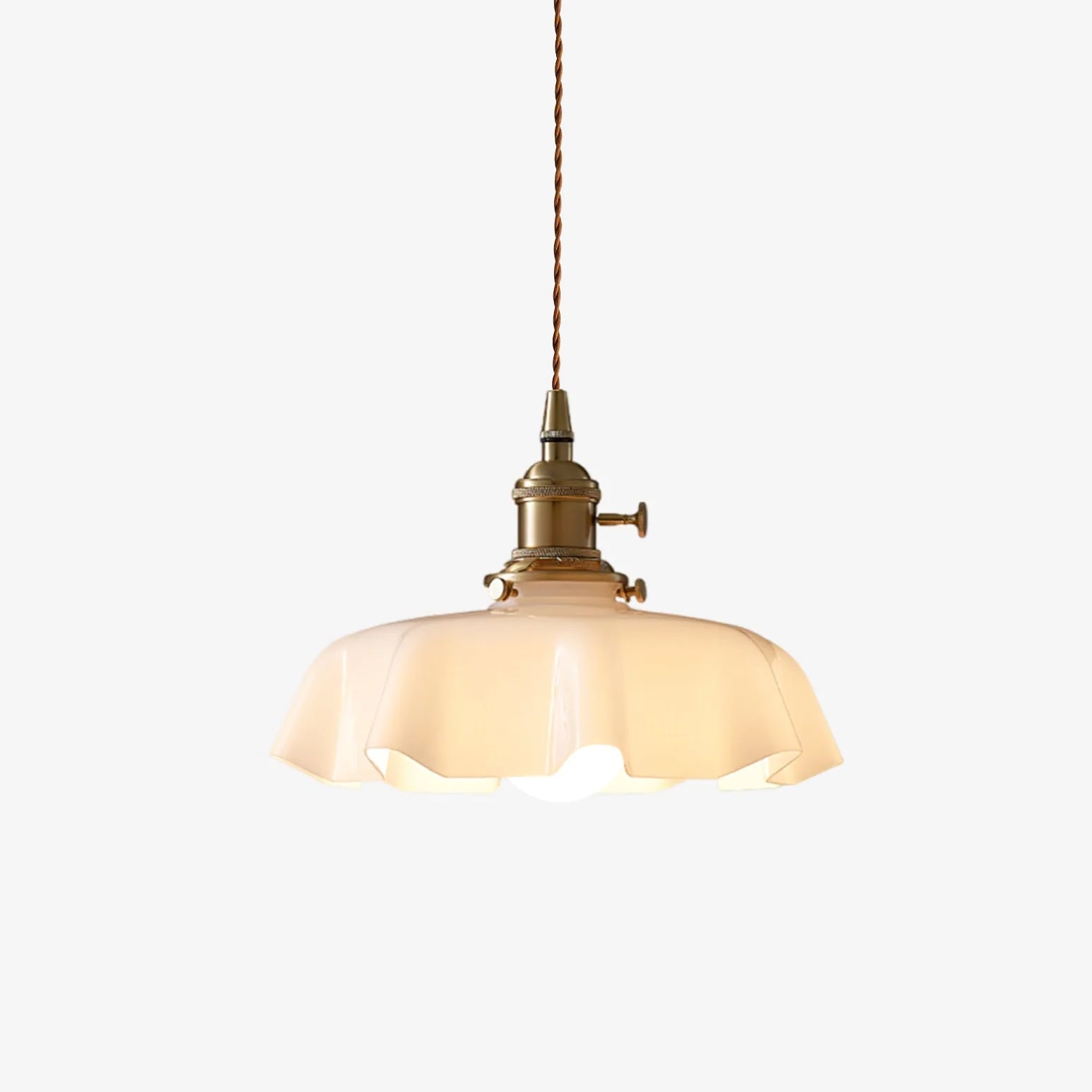 Ivory Pleated Pendant Lamp With Farmhouse Charm