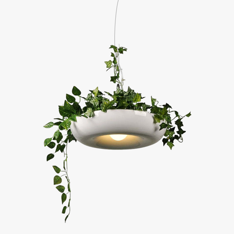 Round Lacquered Metal Pendant Light With Warm Glow