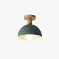 Wooden Dome LED Ceiling Light Flush Mount For Living Rooms
