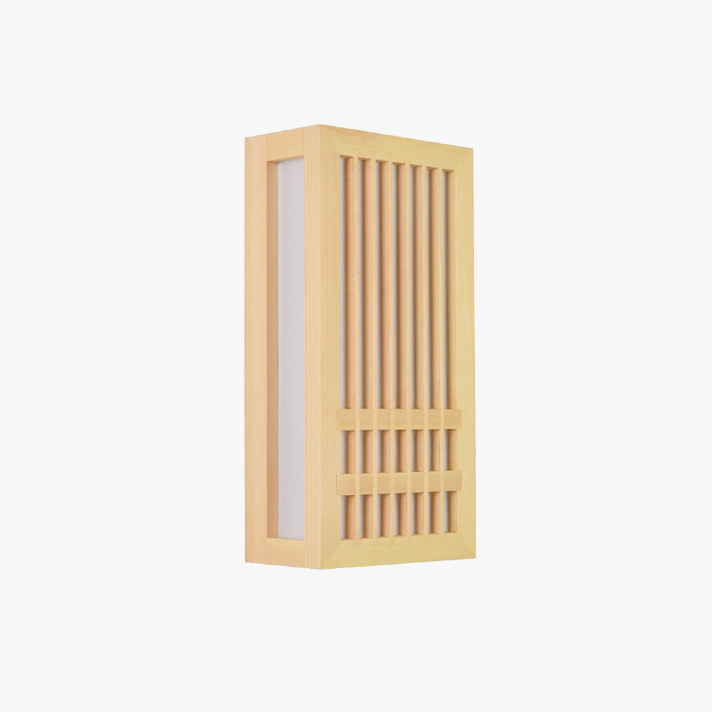 Havenwood Rustic Wood Wall Lamp Rectangular Bedroom Light