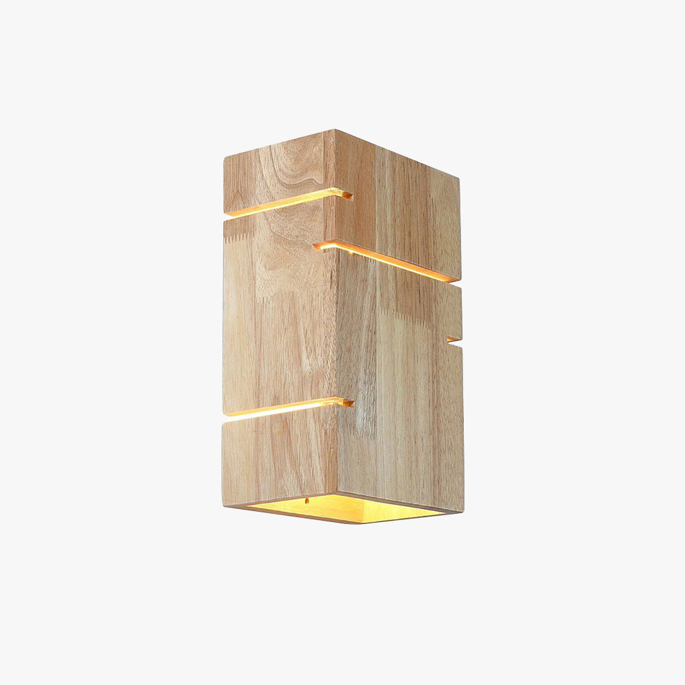 Minimalist Wooden Rectangular Wall Lamp for Bedside and Bedroom