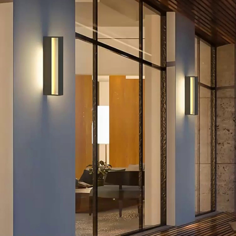 Modern Hollow Rectangular Outdoor Wall Light Black And White