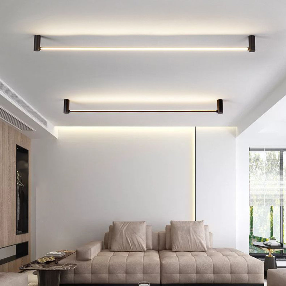 Luminline Lumenline Black Linear Flush Mount Ceiling Light for Hallway – Oak & Halo