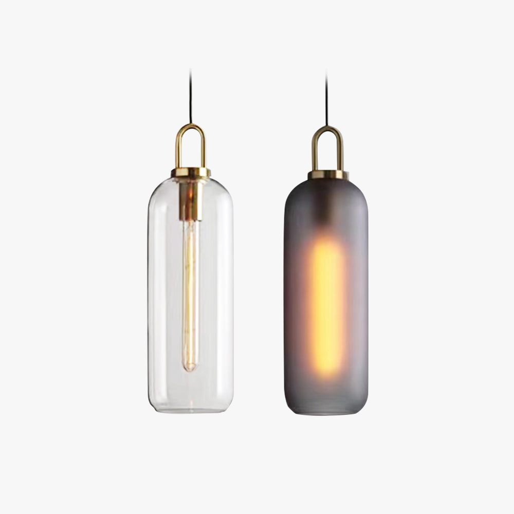 Glass Cylinder Pendant Light With Rust Resistant Metal Frame