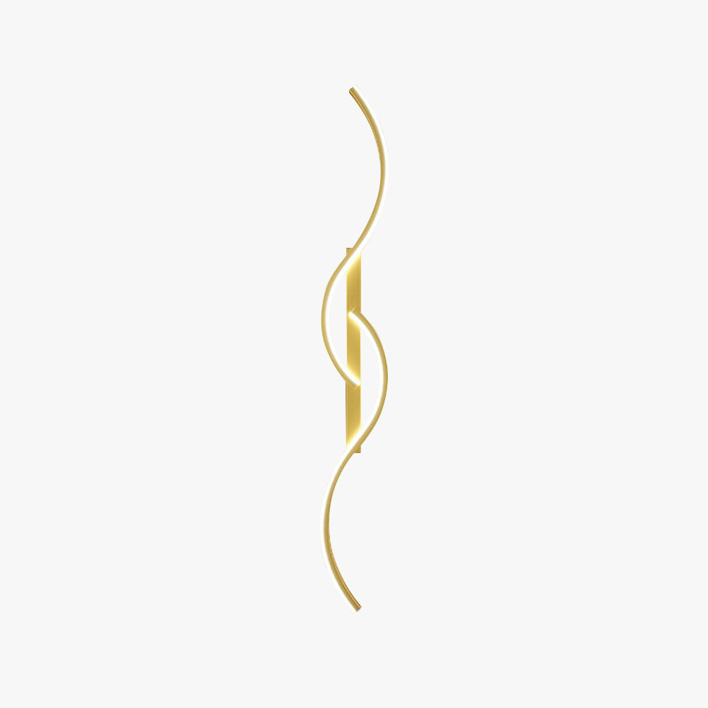 Black And Gold Linear Wave Wall Lamp With Dimmable Colour Modes