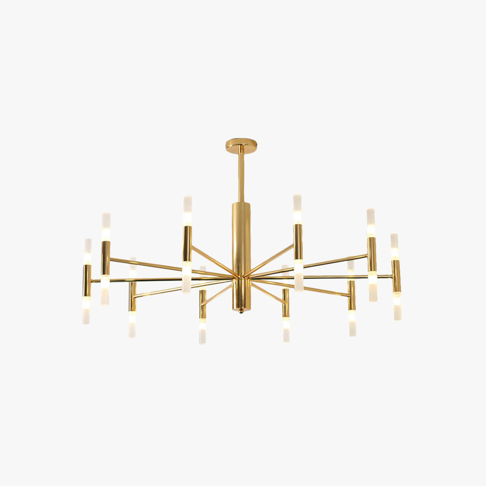 Modern Gold Cylindrical Metal Chandelier With Dimmable Lighting