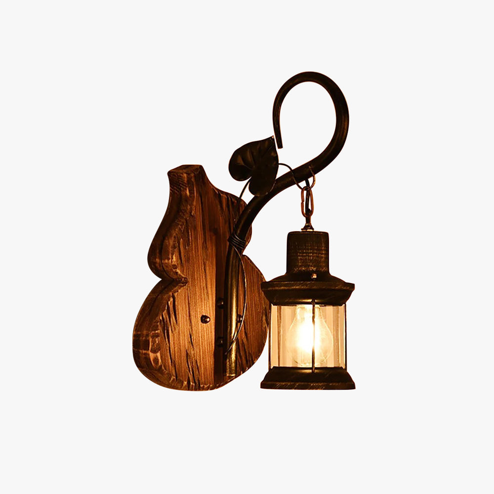 Vintage Wood And Metal Wall Light Dimmable For Living Room And Bedroom