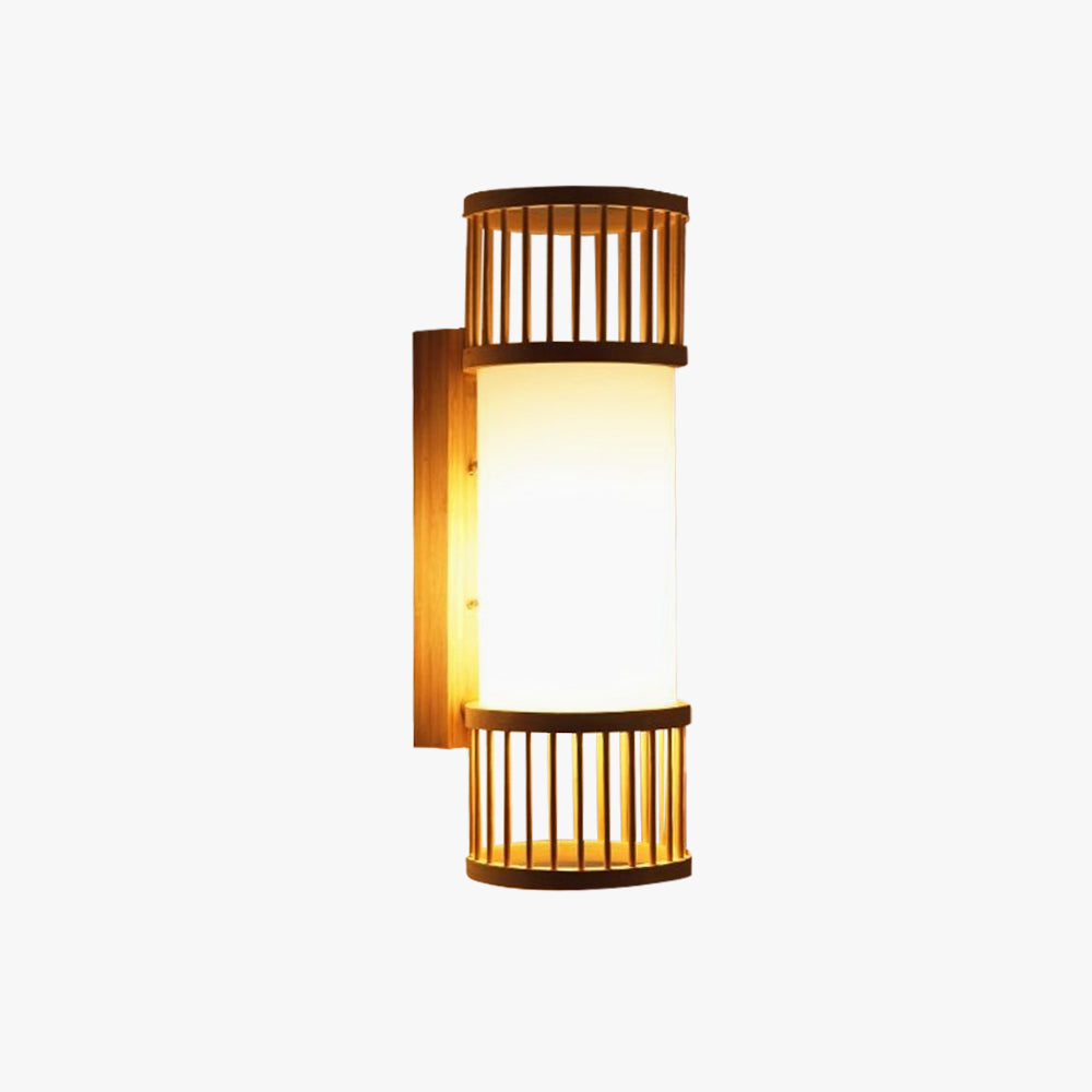 Rattan Weave LED Wall Lamp With Acrylic Accent Rustic Hallway Sconce