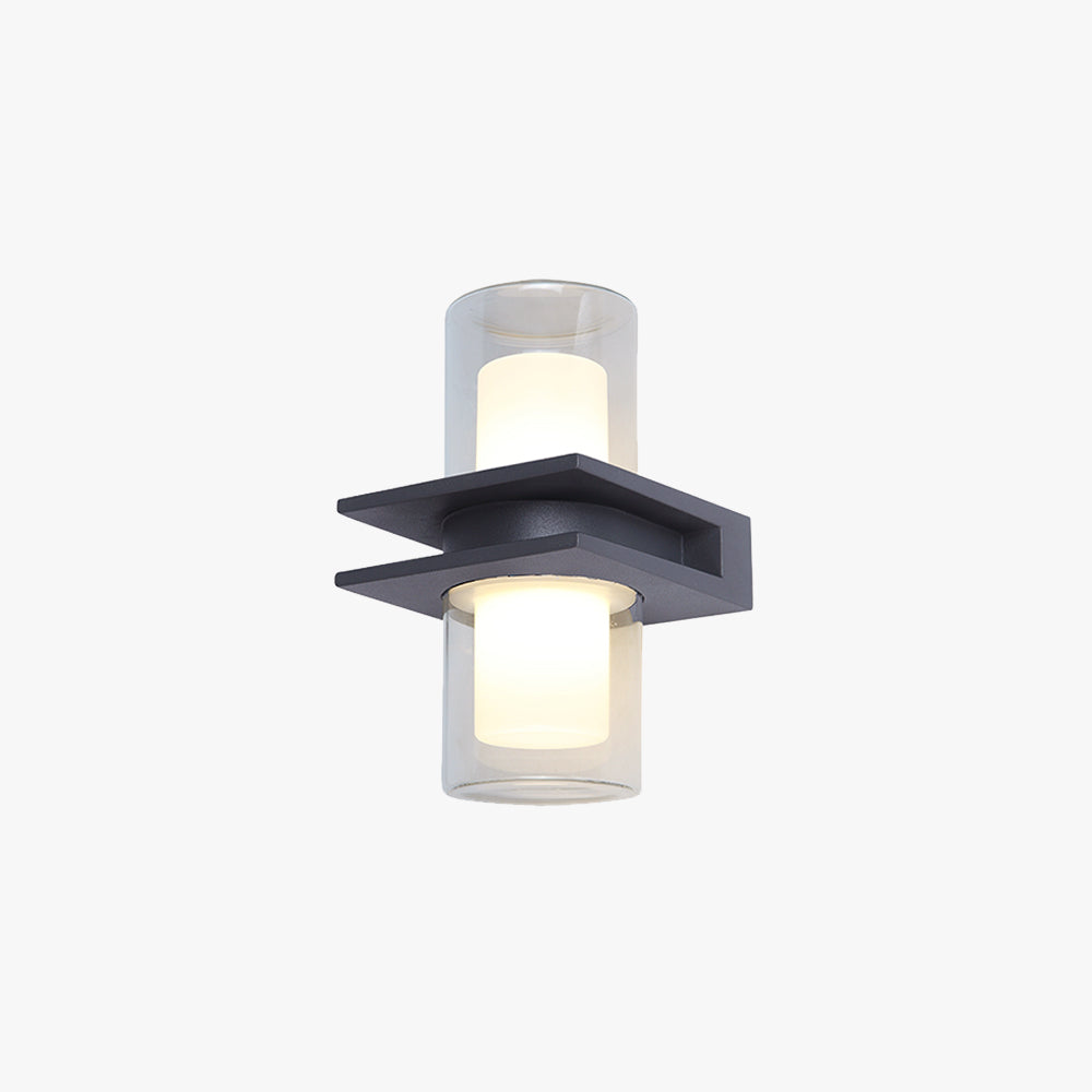 Dual Head Cylindrical Black Metal Outdoor Wall Light