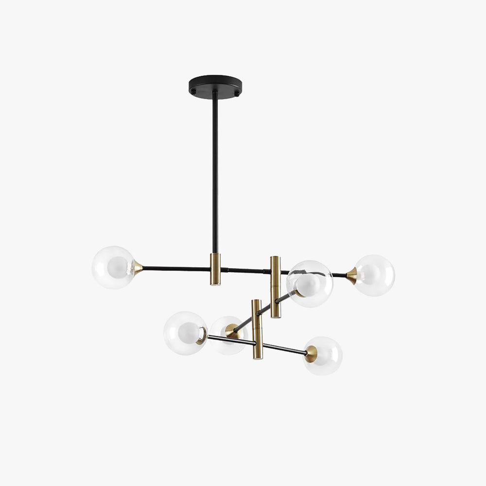 Nordic Bubble Globe Chandelier With Metal And Glass Black And Gold