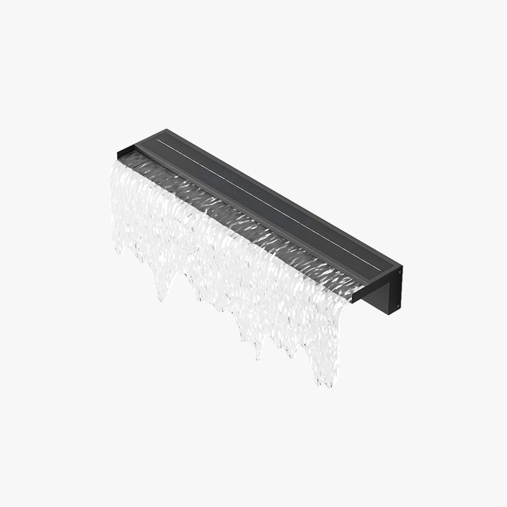 Water Texture Solar Outdoor Wall Light Black Metal