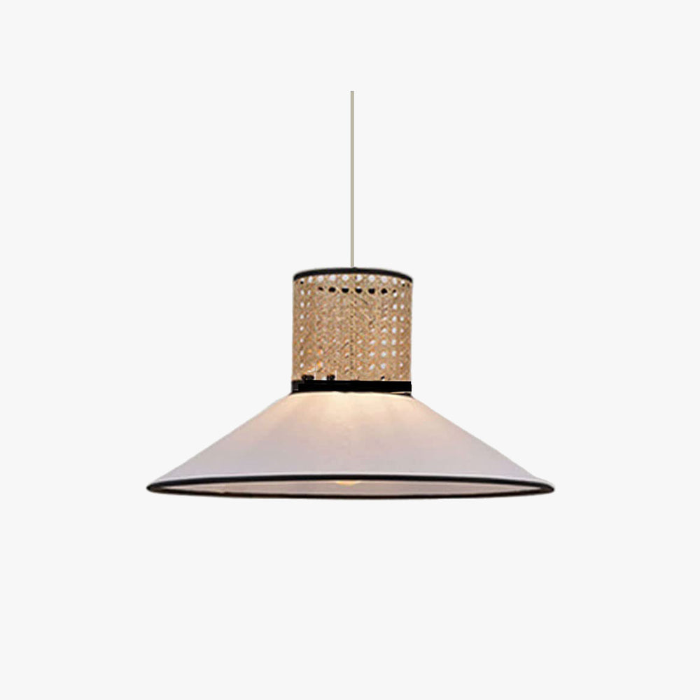 Modern Rattan And Fabric Pendant Light White