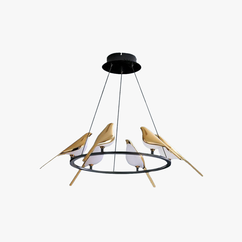 Bird Style Pendant Light In Gold And Black For Warm Ambience