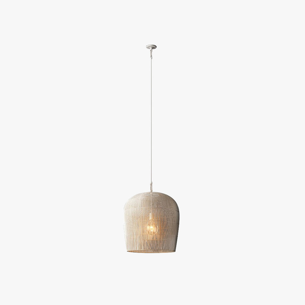 Rattan Bird Cage Pendant Light With Warm Glow
