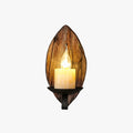 Vintage Leaf Style Wood and Metal Wall Lamp for Living Rooms