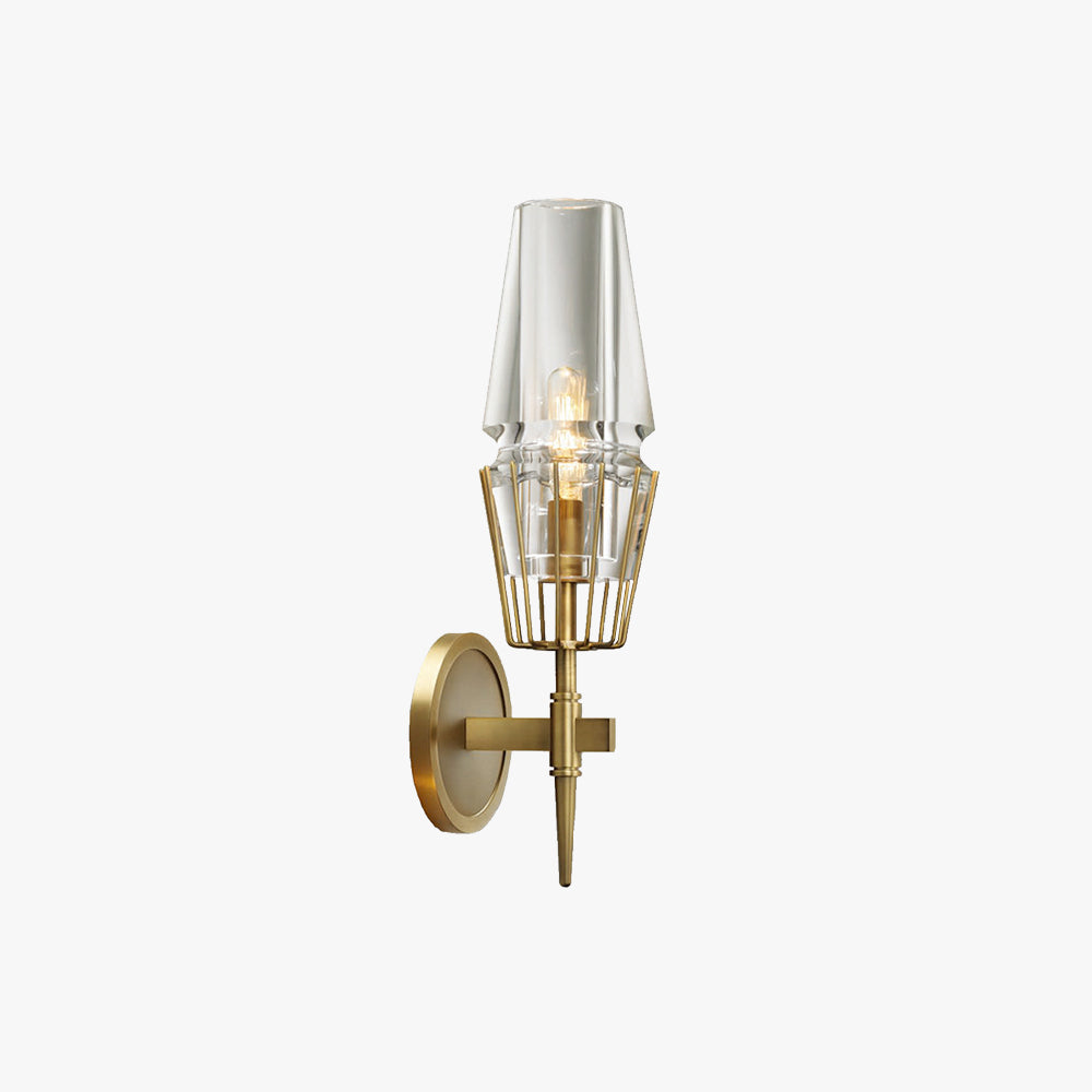 Vintage Glass Lantern Wall Light With Gold Finish