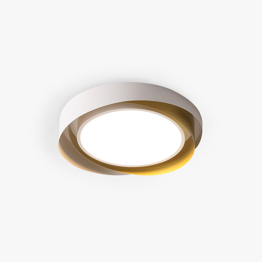 Geometric Metal Flush Mount Ceiling Light White Gold Finish
