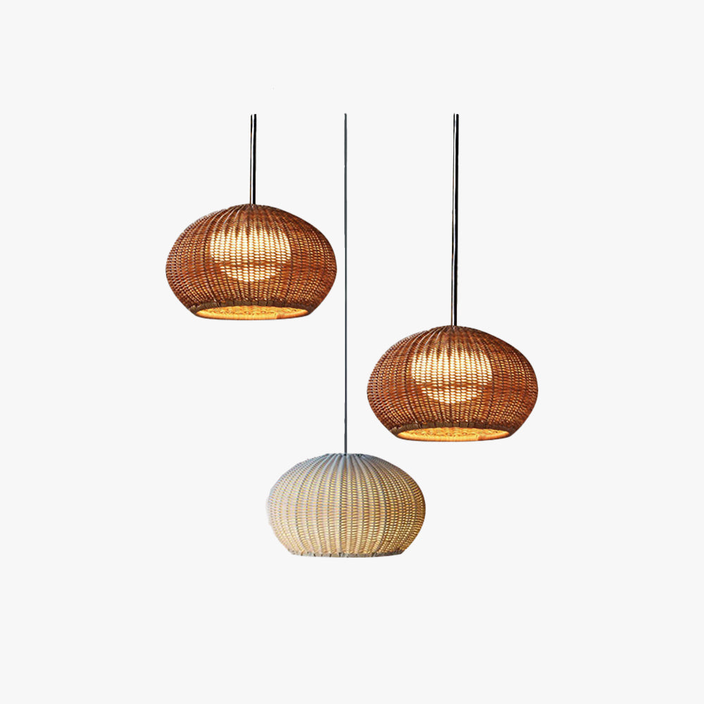 Bamboo And Metal Pendant Light With Durable Frame