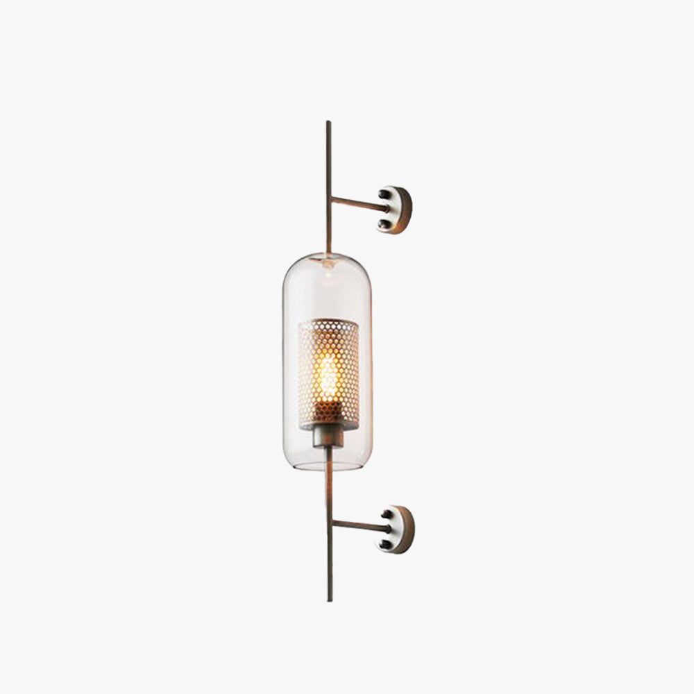 Global Clear Glass Wall Light With Industrial Metal Frame