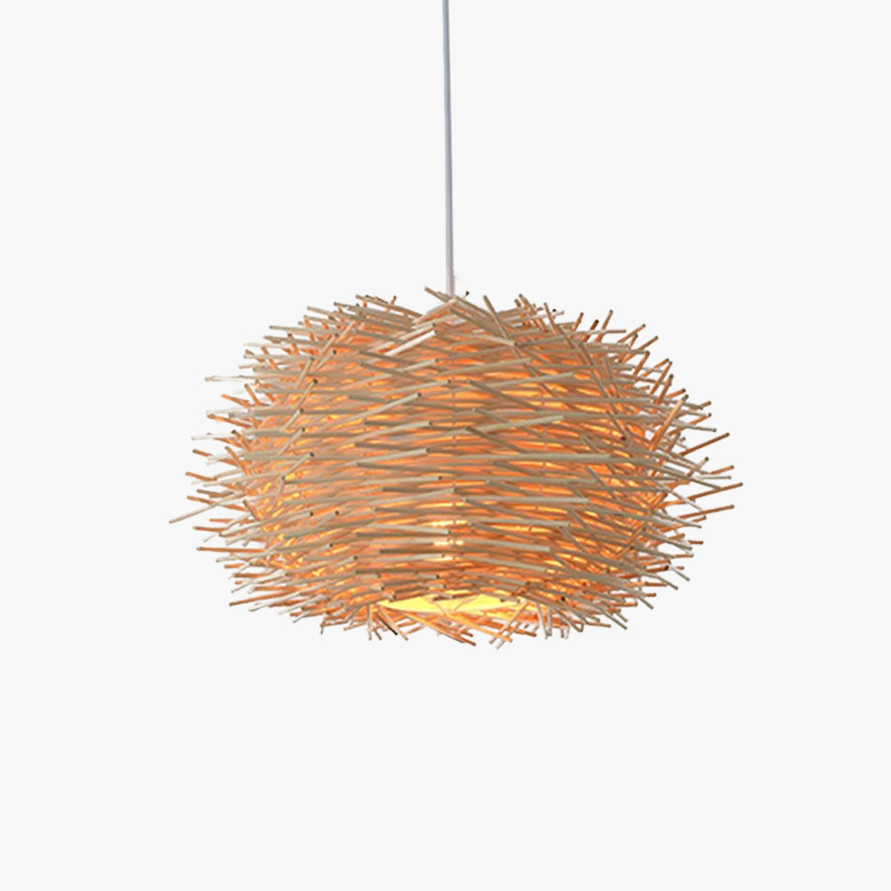 Natural Wood Nest Pendant Light For Cozy Ambience