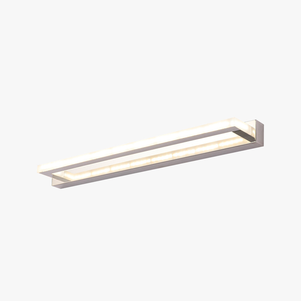 Rectangular Vanity Mirror Wall Mounted Light Silver White Finish