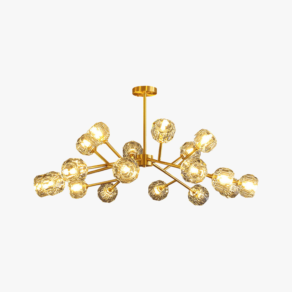 Gold Metal Pendant Light With Crystal Shade