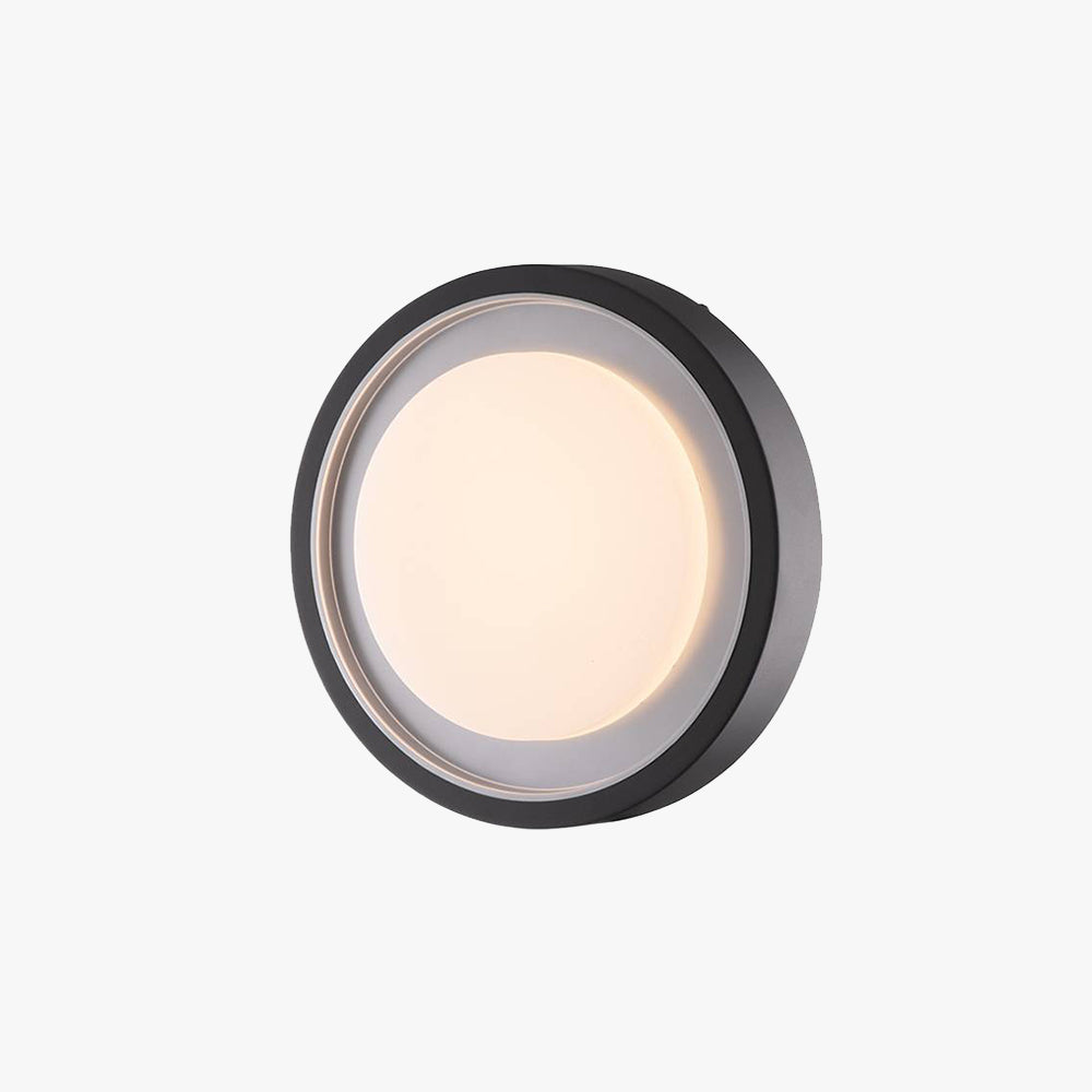 Black Metal Circular Disc LED Outdoor Wall Light