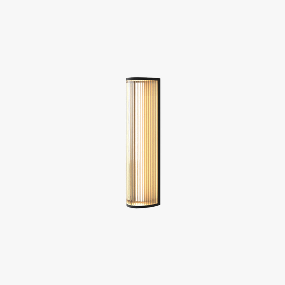 Semicylindrical Outdoor Metal Wall Light Black And Clear Glass