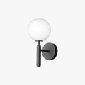 Aurora Globe Wall Light In Black And Brass With Opal Glass