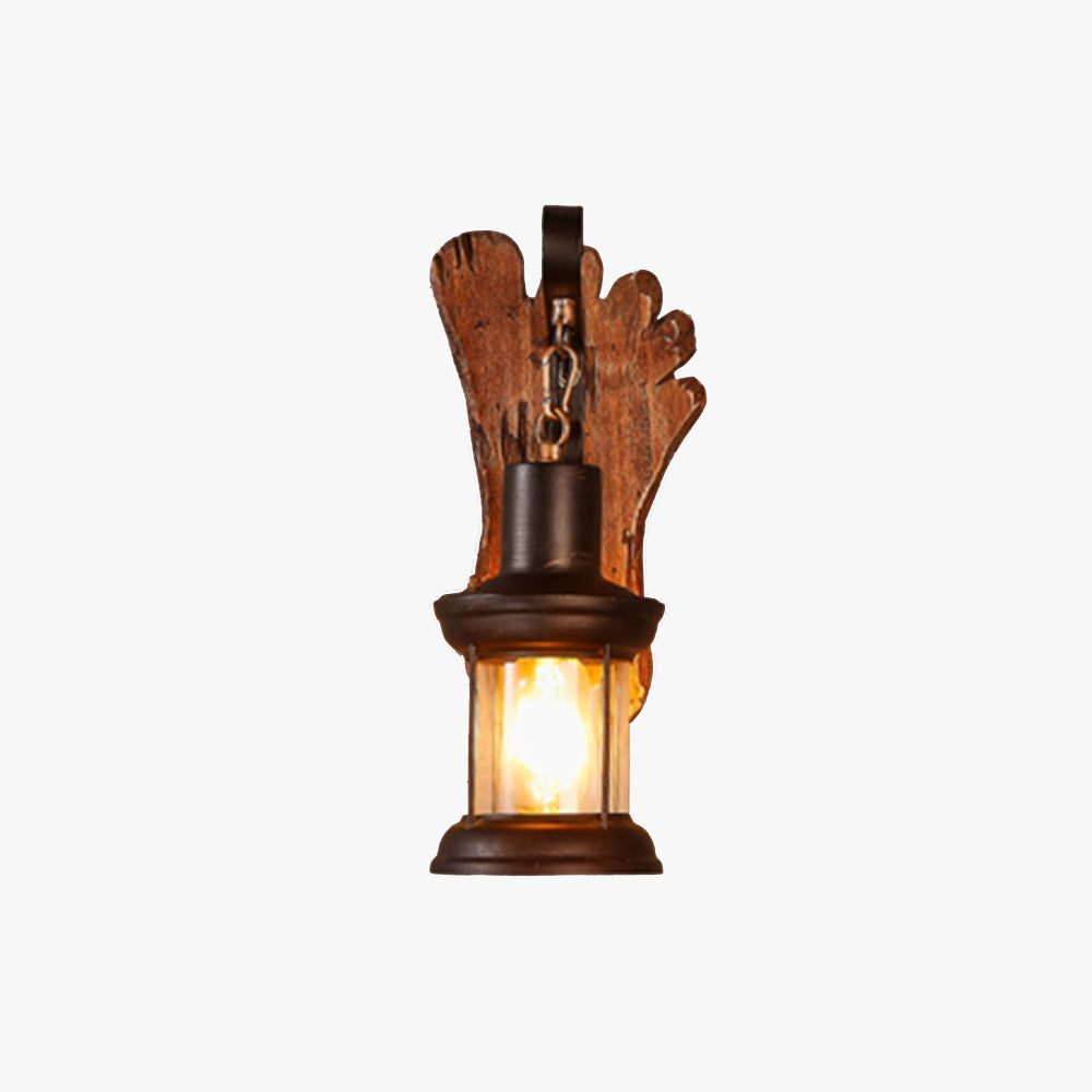 Vintage Footed Wood And Metal Wall Lamp For Dining Room