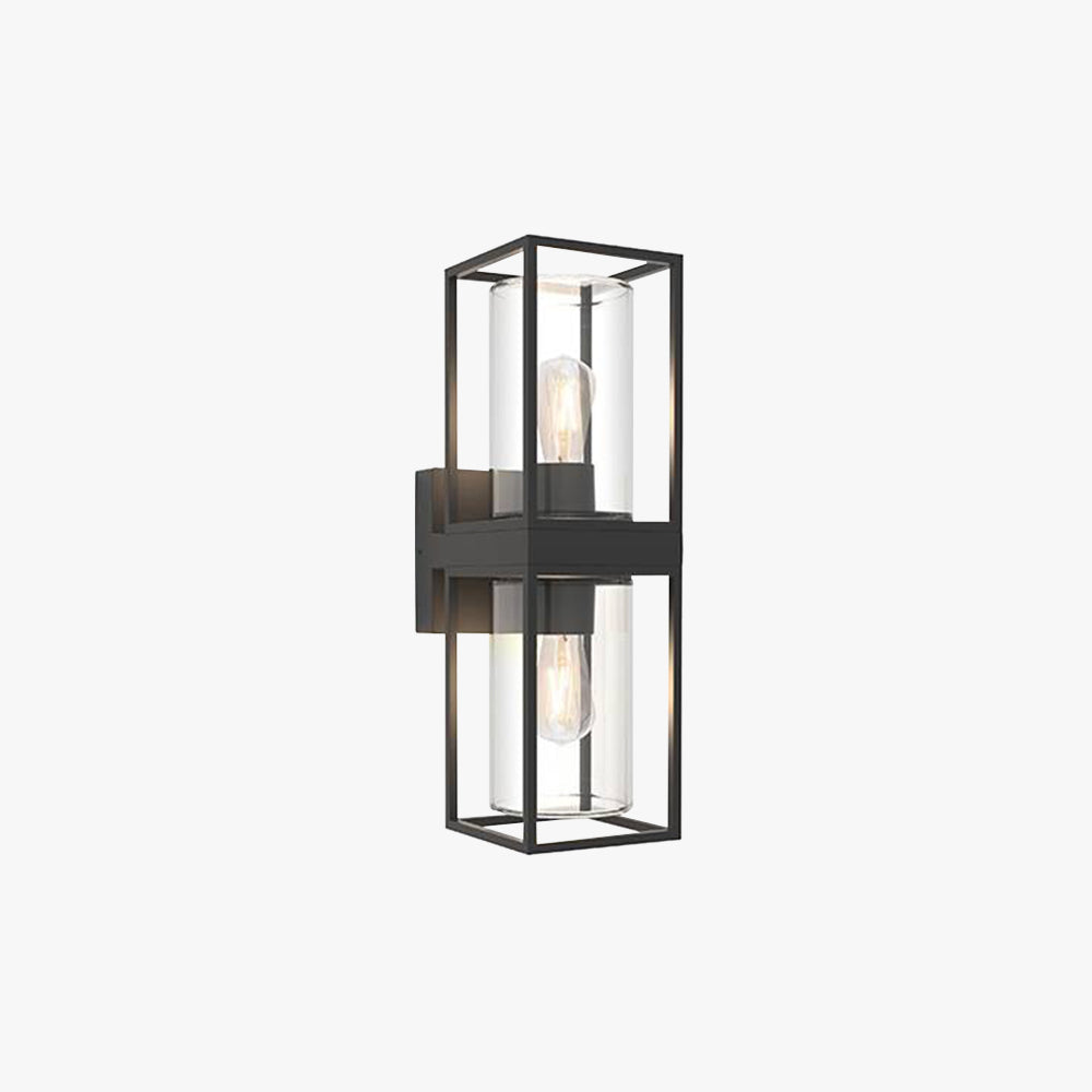 Modern Black Metal Outdoor Wall Light Rectangular