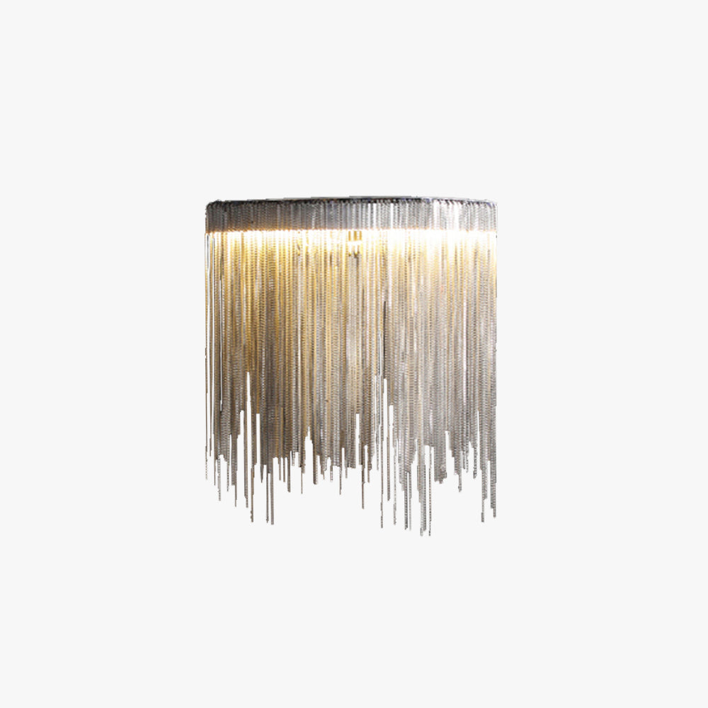Modern Silver Tassel Chain Wall Lamp for Living Room